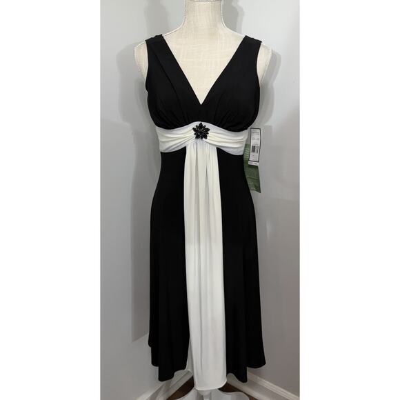 NEW Jessica Howard Evening Sleeveless Black / White Ivory Dress Size 6 MSRP $90 - Picture 1 of 3